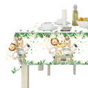 Kreslený ubrus 220x130 cm so zvieratami džungle safari jednorázový polyesterový ubrus na stôl detské narodeniny párty dekorácie bábätko 2