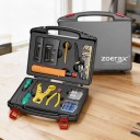 Krimpset netwerktuigen RJ45 met doorvoerkrimpers, kabeltester, punchdown-tool en striptool, zwarte koffer, CAT5e/CAT6 3