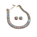 Kristall-Halskette 42 cm und Ohrringe 1,4 cm Luxuriöses Schmuckset für Frauen Hochzeitsfeier Zubehör Zinklegierung 12