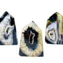 Kristall-Sardonyx-Spitze natürlicher Mineral 100–150 g schwarzer Kristall mit einzigartiger Zeichnung Dekoration für Innenräume und Sammlungen 3