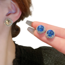 Kristallen halsketting 42 cm en oorbellen 1,4 cm Luxe sieradenset voor vrouwen Bruiloft feestaccessoires Zinklegering 5