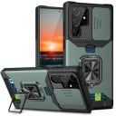 Kryt a Samsung Galaxy S24+ S posuvnou krytkával fotoaparát Prsteny tartóval mágnes Slot a kárty Műanyag burkolat 5