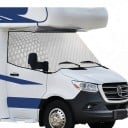 Kryt na čelné sklo Mercedes-Benz Sprinter a VW Crafter 2006-2018 Prošívaný Strieborný 4vrstvý Kryt bočných okien Výrezy zrkadiel 3