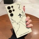 Kryt na Samsung Galaxy S24 FE z motywem samolotu i trasy lotniczej Mapa świata Elastyczne etui z TPU Etui dla podróżników 14
