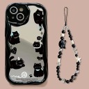 Kryt na Samsung Galaxy S24 Ultra s motívom čiernych mačiek s retiazkou na zápästie Silikón a akryl Pouzdro na mobil s mačkami 30