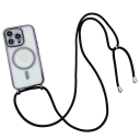 Kryt na telefon Crossbody z metalizowanego materiału dla iPhone 17 Pro Max Magnetyczny plastikowy pokrowiec z sznurkiem na szyję ochronne 4