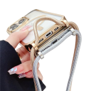Kryt na telefon Crossbody z metalizowanego materiału dla iPhone 17 Pro Max Magnetyczny plastikowy pokrowiec z sznurkiem na szyję ochronne 2