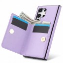 Kryt pre Samsung Galaxy S25 Ultra s peňaženkou a kulatým držiakom na prst Umelá koža Kapsa na karty a bankovky Stojan 24