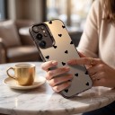 Kryt se srdíčky na Samsung Galaxy A36 5G Odolný a ultra tenký Matný Šedá záda a černá srdíčka Vystouplý rámeček fotoaparátu Na každý den 5