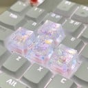 Krytky kláves průsvitné dekorativní 4 ks křížová hřídel transparentní keycaps pro mechanickou klávesnici s RGB efektem 3