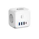 Kubeformet strømskinne med afbryder 3x USB, 1x USB-C, 3x stikkontakt 3