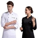 Kuchařská halena dlhý rukáv gombíky stojáček vrecká polyester pracovný odev do kuchyne gastronomické oblečenie 3