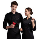 Kuchařská halena dlhý rukáv gombíky stojáček vrecká polyester pracovný odev do kuchyne gastronomické oblečenie 4