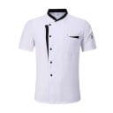 Kuchařská halena krátky rukáv gombíky stojáček kapsa bavlna polyester pracovný odev do kuchyne gastronomické oblečenie 1