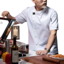 Kuchařský set halena krátký rukáv knoflíky stojáček zástěra kapsa bavlna polyester pracovní oděv do kuchyně 4