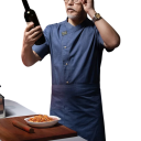 Kuchařský set halena krátký rukáv knoflíky stojáček zástěra kapsa bavlna polyester pracovní oděv do kuchyně 3