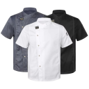 Kuchařský set halena krátký rukáv knoflíky stojáček zástěra kapsa bavlna polyester pracovní oděv do kuchyně 5