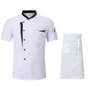 Kuchársky set halenka krátky rukáv gombíky stojáčik zástera kapsa bavlna polyester pracovný odev do kuchyne gastronómia 3