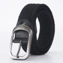 Kudottu joustava unisex-vyö Leveys 3,3 cm Joustava tekstiilivyö metallisoljella Muotiasuste farkkuihin Shortseihin ja housuihin 1