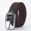 Kudottu joustava unisex-vyö Leveys 3,3 cm Joustava tekstiilivyö metallisoljella Muotiasuste farkkuihin Shortseihin ja housuihin 3