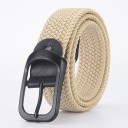 Kudottu joustava vyö, unisex 3,3 cm Musta tekstiilivyö metallisoljella Joustava muotiasuste farkuille, housuille ja shortseille 5