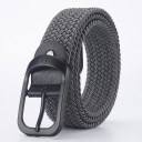 Kudottu joustava vyö, unisex 3,3 cm Musta tekstiilivyö metallisoljella Joustava muotiasuste farkuille, housuille ja shortseille 3