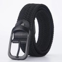 Kudottu joustava vyö, unisex 3,3 cm Musta tekstiilivyö metallisoljella Joustava muotiasuste farkuille, housuille ja shortseille 2