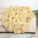 Kugleformet flannel tæppe tortilla 180 cm Lys beige mexicansk tortilla taco Ekstra stort varmt tæppe til seng sofa familieafslapning 2