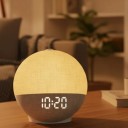 Kugleformet lysvækkeur med simuleret daggry Bluetooth højttaler 5 W 30 lyde til søvn 12 farver lys Linned skærm Grå Til soveværelset 6