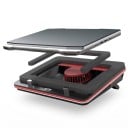 Kühlpad für Laptops B0 13 bis 17,3 Zoll mit Ventilator 4200 U/min und klappbarer Stütze ohne USB-Hub schwarz mit rotem Streifen für den Tisch 5
