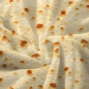 Kulatá flanelová deka tortilla 90 cm Světle béžová mexická placka taco Originální hřejivá přikrývka na gauč postel i dětský pokoj 4