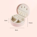 Kulatá mini šperkovnice s organizérem na prsteny a náhrdelníky 9 × 10 × 5 cm z úmělé kůže barevná úložný box na drobné šperky 4