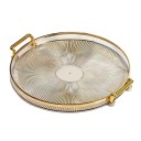 Kulatý dekorativní plastový podnos s úchyty 27 cm délka 29,5 cm tác na kosmetiku do koupelny obývacího pokoje a pro servírování 1