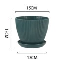 Kulatý dekoratívny kvetináč s podnosom 15 x 13 x 13 cm Živicový kvetináč na živé rastliny Vonkajšia aj interiérová dekorácia Odolný 4