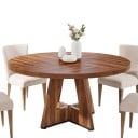 Kulatý jídelní stůl pro 4 osoby Snadná montáž Průměr 120 cm Výška 75 cm Deska z MDF Křížová podnož Do kuchyně i jídelny 12