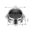Kulatý kryt ventilátoru 100 mm 14x4,4x9,8 cm Nerezová ocel Vodotěsná větrací mřížka Nástěnný výfuk Těsnění proti vlhkosti a škůdcům 2