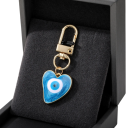 Kulcstartó 2,5 x 3 cm Cinkötvözet Evil Eye szív Védelmező amulett kulcsra táskához hátizsákhoz dekoráció 3