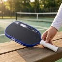 Kulfiber pickleball bat 41,9 x 19,1 cm Kerne 16 mm Kinetisk ramme og stødabsorbering Sort med mørkeblåt kant Til træning og turneringer 3