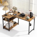 Kulmapöytä 100 x 80 x 50 cm L-muotoisella kahdella avoimella hyllyllä toimistopöytä jalat yhdistetty poikkipalkilla 12