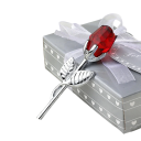 Künstliche Kristallrose mit silbernem Stiel 9 x 3 cm Geschenkbox 3 x 5,5 x 12 cm Elegante Dekoration für Geschenke und Innenräume 2