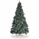 Künstlicher Weihnachtsbaum Schneebedeckt Mit künstlichen Tannenzapfen Klappbar Höhe 240 cm Holzständer 40 cm Grün und Weiß Dekoration für die Wohnung 1
