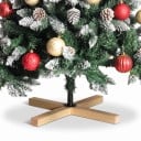 Künstlicher Weihnachtsbaum Schneeig Mit künstlichen Tannenzapfen Klappbar Höhe 270 cm Holzständer 40 cm Grün und Weiß Dekoration für die Wohnung 4