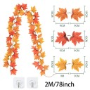 Kunstmatige herfstkrans 2 m esdoornbladeren voor Halloween, bruiloft en herfstdecoraties Kunstmatige decoratie voor tafel, muur of balustrade 2
