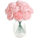 Kunstmatige pioenrozen met stelen realistische bloemen 20 cm 6 stuks zijde decoratie voor vaas bruiloftsarrangement interieur 6