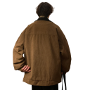 Kurtka sztruksowa zapinana na zamek z kołnierzem Oversize'owa kurtka retro z kieszeniami Elegancka kurtka jesienna na co dzień Styl 5