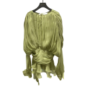 Kurzes Kleid mit Ballonärmeln und Bindeband im Nacken Rüschenrock mit Wickeleffekt Leicht fließendes Material Elegantes Minikleid 11