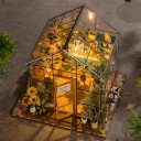 Kvetinový domček 20 x 18 x 19 cm Miniatúrna LED stavebnica s nábytkom Dekoratívny domček s osvetlením a realistickými detailmi 3