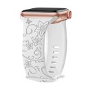Kvetinový gravírovaný remienok 42 44 45 46 49 mm pre Apple Watch Series 1–10 SE SE2 Silikónový pásik s motýľmi a kvetinami Francúzsky 2