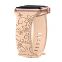 Kvetinový gravírovaný remienok 42 44 45 46 49 mm pre Apple Watch Series 1–10 SE SE2 Silikónový pásik s motýľmi a kvetinami Francúzsky 8