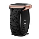 Květinový gravírovaný řemínek 42 44 45 46 49 mm pro Apple Watch Series 1–10 SE SE2 Silikonový pásek s motýly a květinami Francouzský 1
